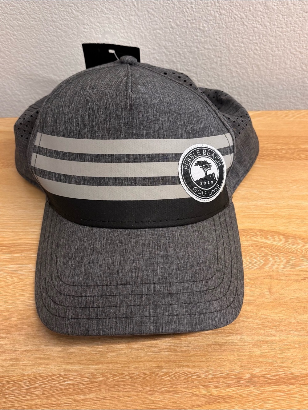 Pebble Beach Dark Gray Performance Golf Hat with Reflective Stripes